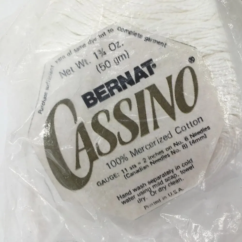 Vtg Bernat CASSINO Yarn Lot 5 Balls Skeins 100% Mercerized Cotton White Cottage